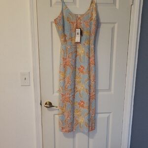 Roxy Floral Dress in Blue and Orange
